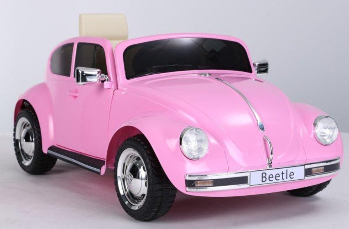 Volkswagen Beetle Roze - Softstart - Lederen Stoel | Elektrische Kinderauto | Met afstandsbediening